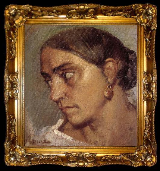 framed  Theodore Chasseriau Etude de jeune italienne a la boucle d